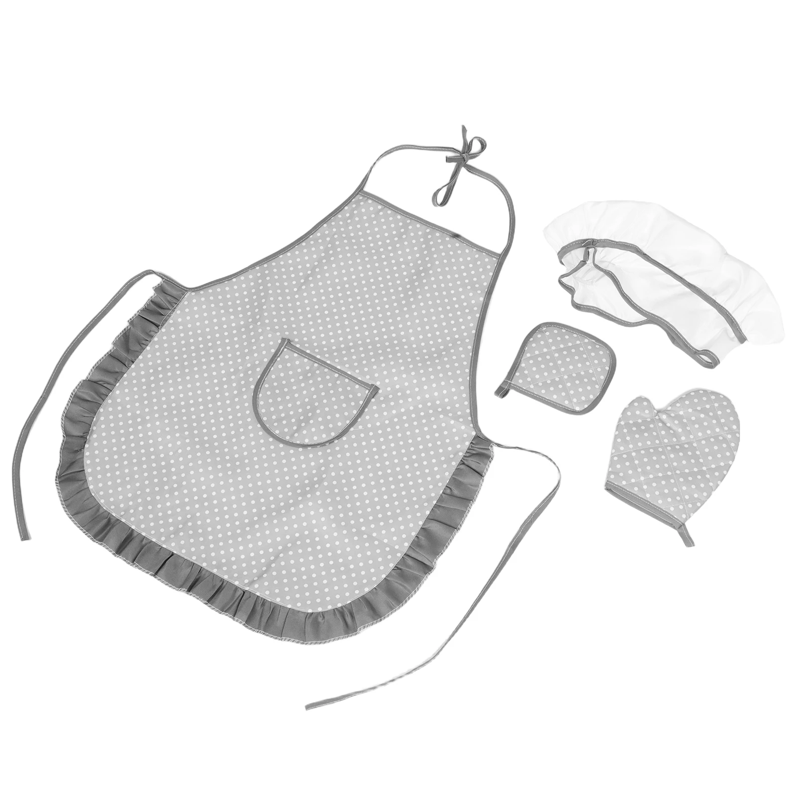 Conjunto de aventais infantis com chapéu, design adorável, material durável, experiência de culinária completa, fantasia de avental de cozinha para crianças
