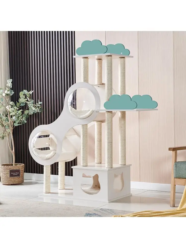 

Cat Climbing Frame with Multiple Nests, Double Space Capsules, Multi-Layer Cat Tree, Cat Nest, Cloud jumping Platform