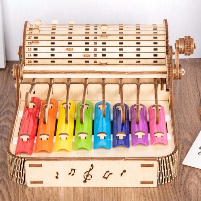 Natural Wooden Hand Crank Xylophone Musical Instruments Toy for Boys and Girls D5QF