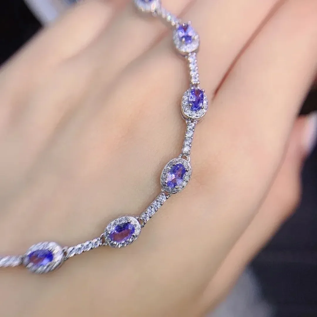 Beautiful Natural Tanzanite 925 Sterling Silver High Definition Bracelet Ladies Color Exquisite Special Price Free Mailing