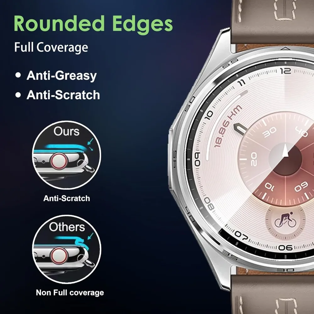 화웨이 워치 GT 6 5 4 3 2용 강화유리 5-1개, 스크린 보호필름 41mm 46mm 케이스 친화적 유리 보호필름 GT6 프로용