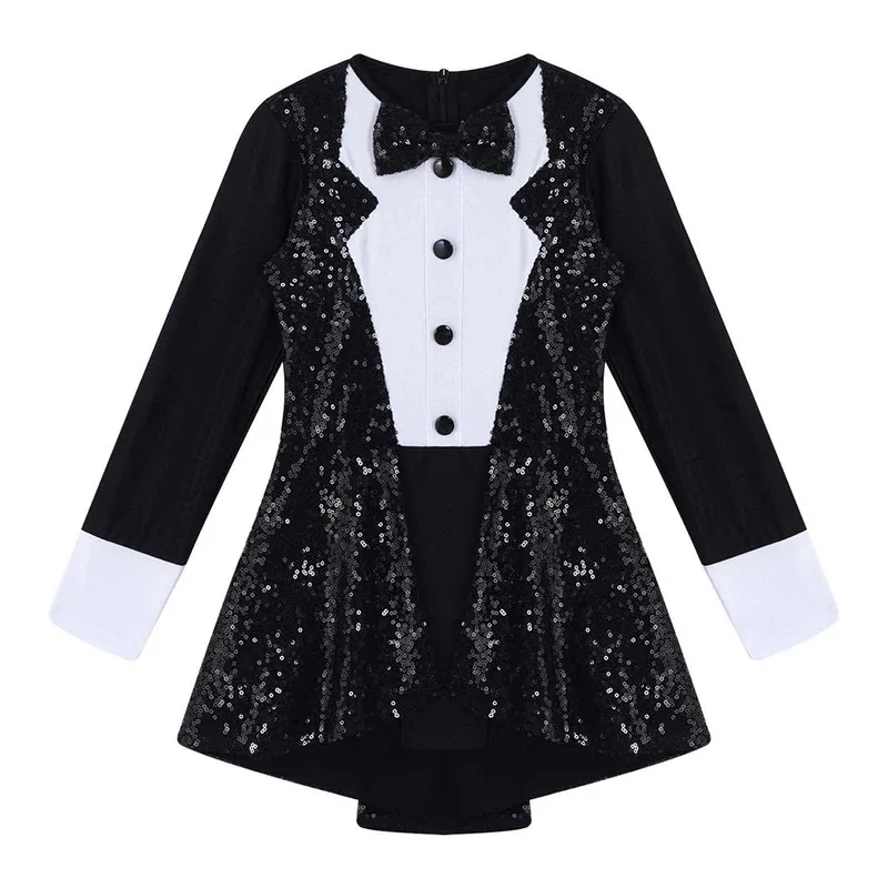 iEFiEL Kids Girls Magician Costume Halloween Cosplay Party Outfit Long Sleeve Leotard Dress with Hat Magic Wand Gloves Set