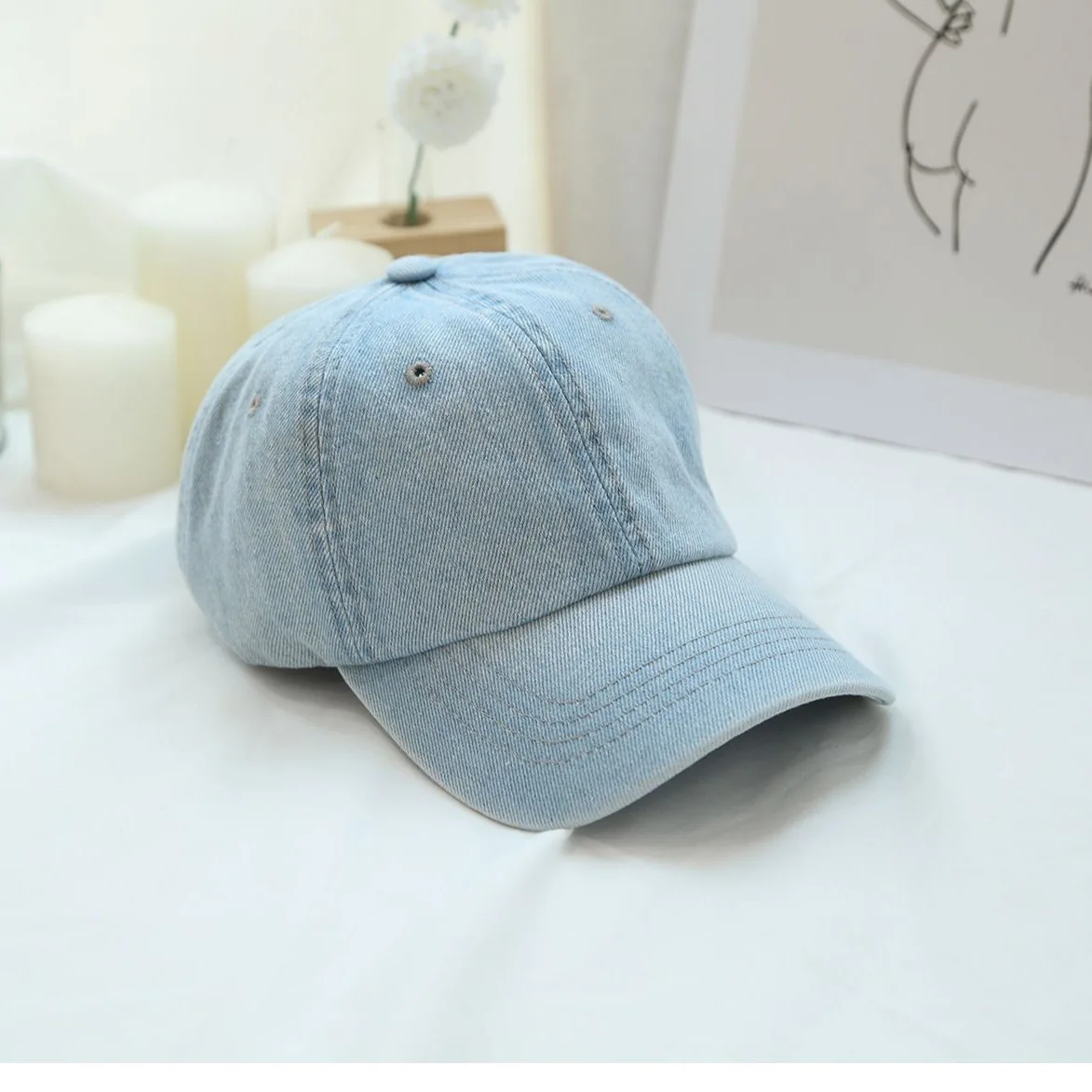 Men Denim Baseball Cap Women Black Adjustable Hat Outdoor Sun Visors Hat Punk Hip Hop Dad Trucker Ponytail Caps