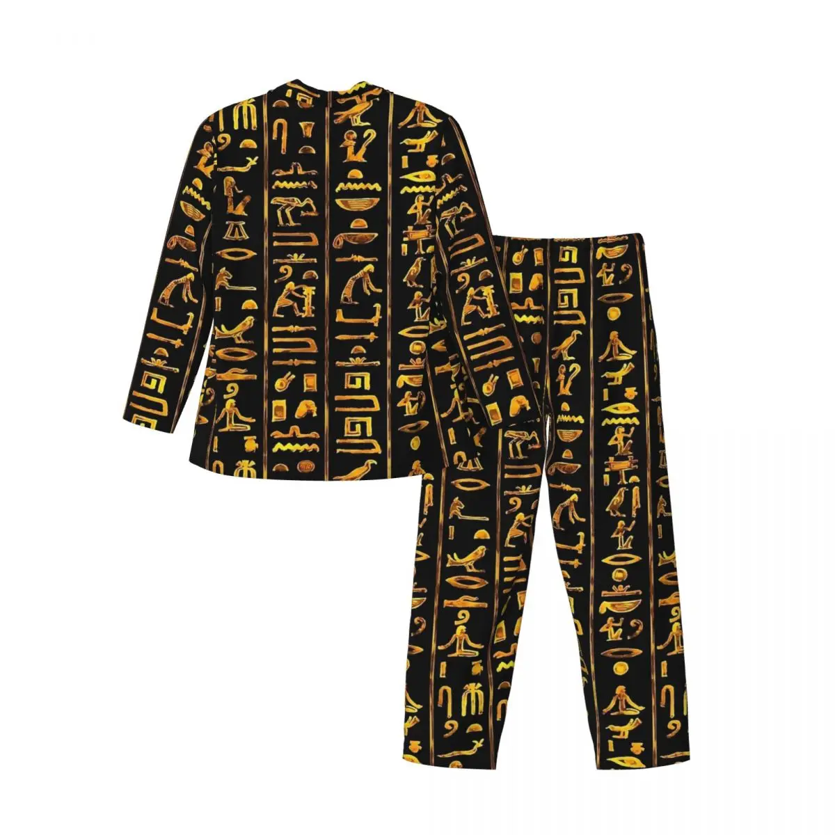 Antigo arte egípcia hieróglifos pijamas masculino confortável quarto pijamas outono 2 peças vintage oversized conjuntos de pijama personalizado
