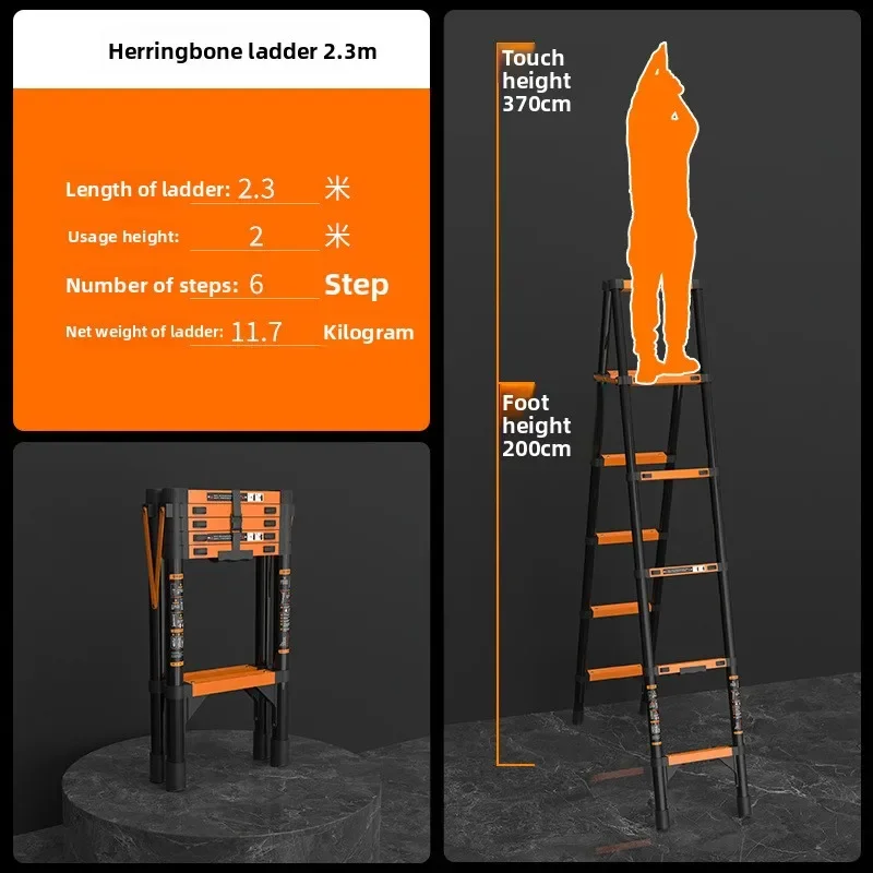 Stable Stable Multifunctional telescopic ladder Folding ladder Bamboo ladder Step ladder Home Thickened herringbone ladder