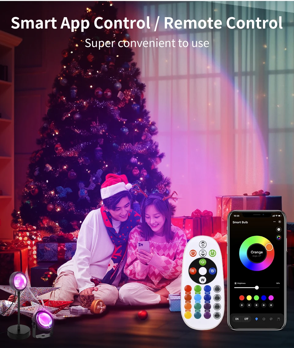 Tuya Smart Sunset Lamp Night Light Sunset Projector Smart Life APP Remote Led Lights For Photography Selfie Party Decoration