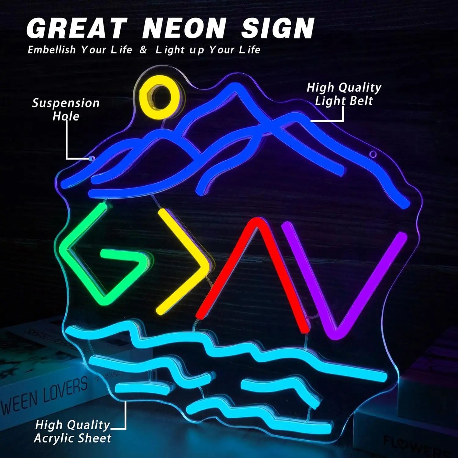 God is Greater Than The Highs and Lows Neon Sign LED Light for Wall Decor USB Powered Christian Themed Home Art Decoration Gifts view 3