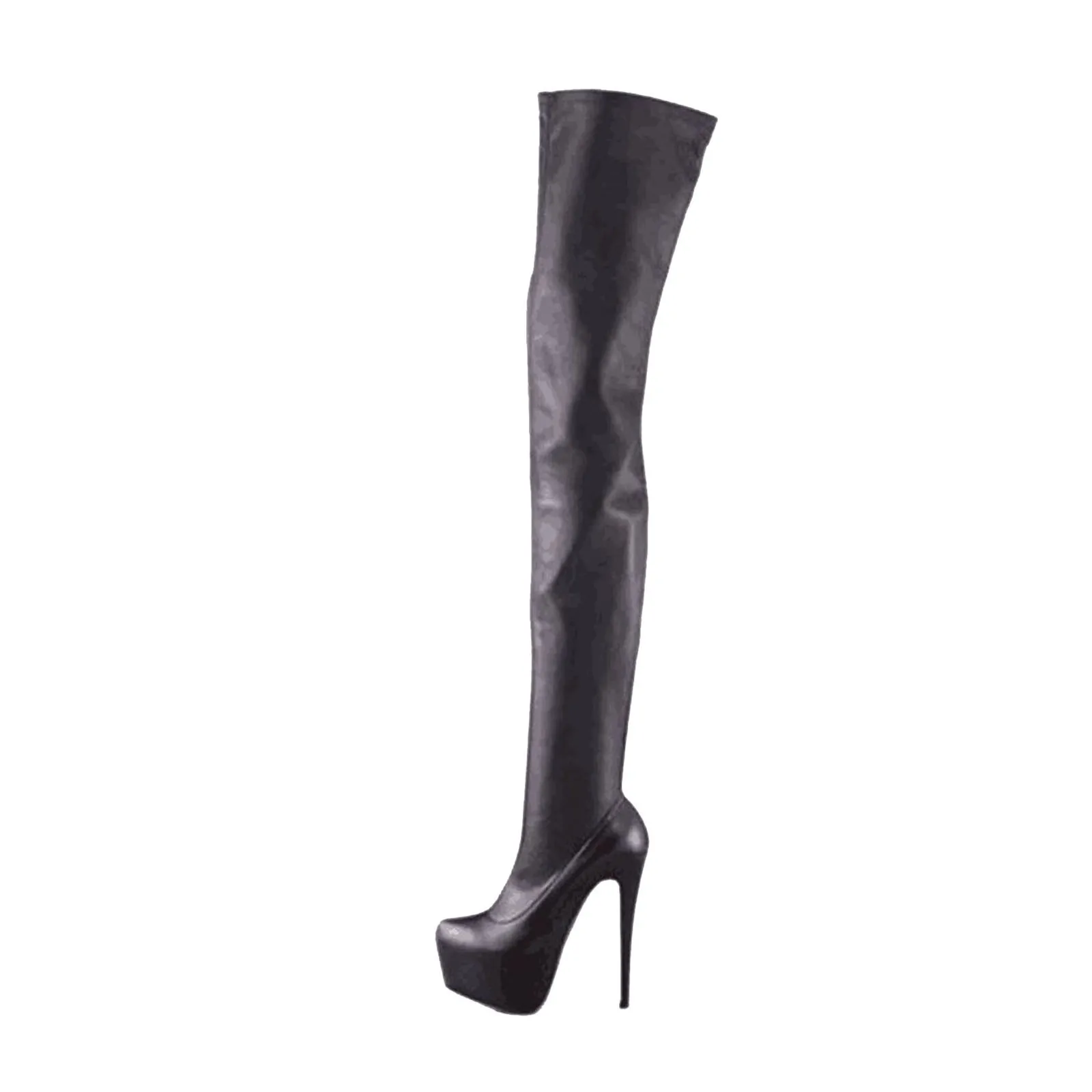 Arden Furtado 2025 Spring Platform Elastic Thigh High Boots Round Toe Super High Heel Pull-on Skinny Boots Extra Large Size