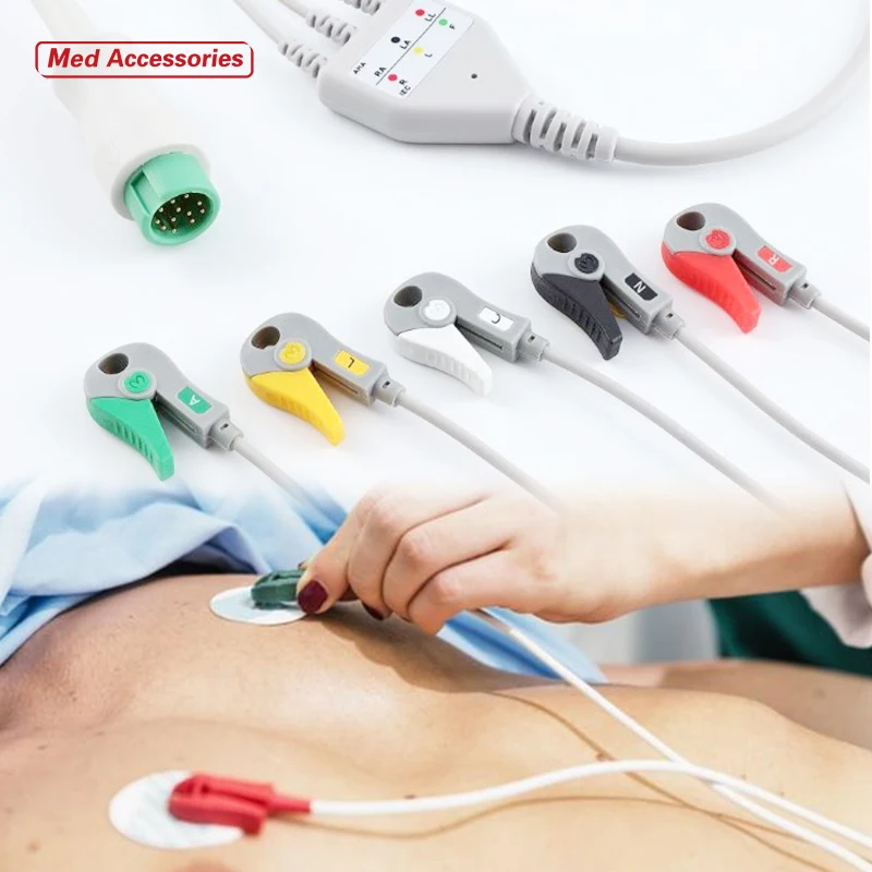 Best Price Medical Accessory Hospital Use Compatible Snap Electrode 12 Pin Biolight 5 Leads ECG Cable