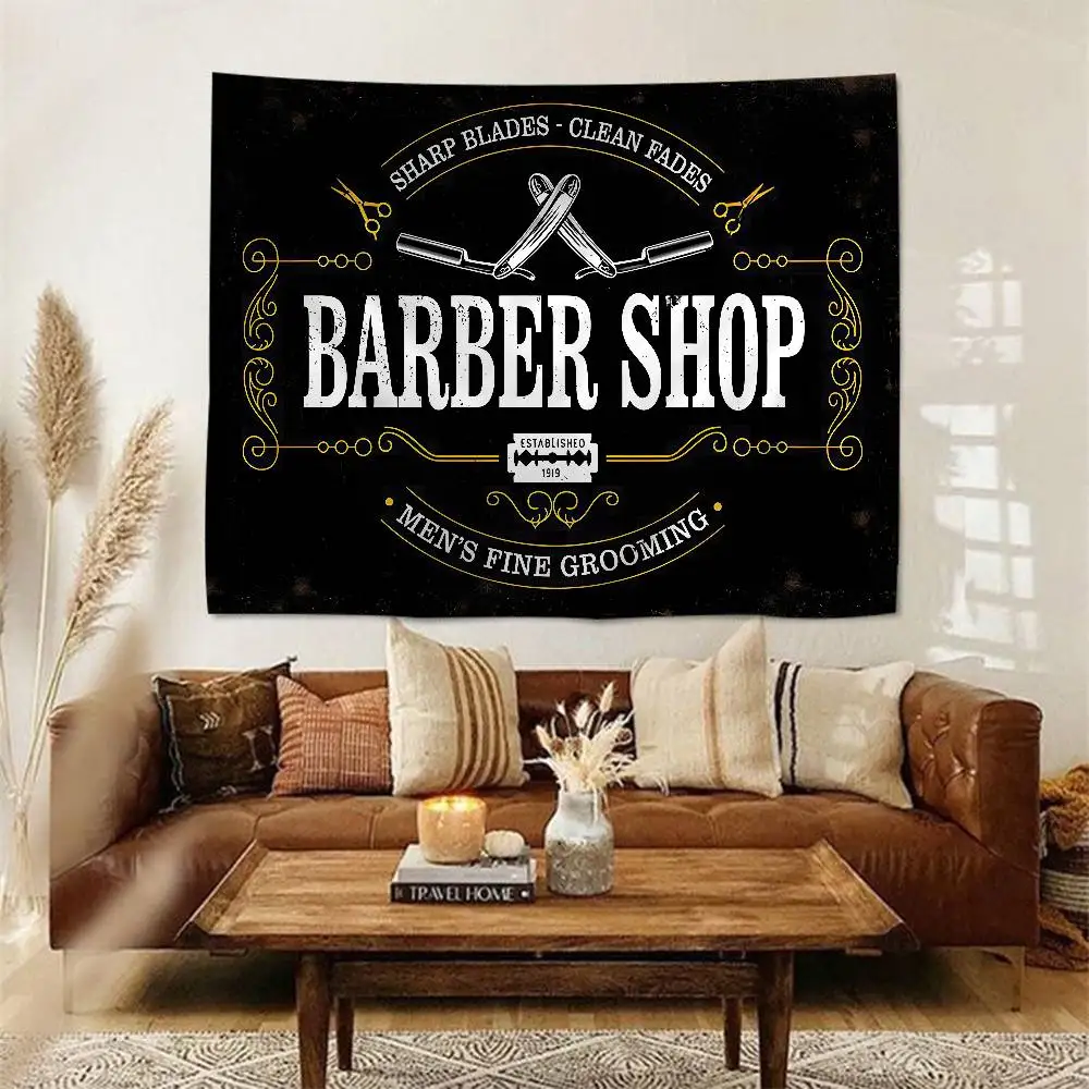 Barber Shop Cartoon Tapestry Wall Hanging Decoration Household Home Decor