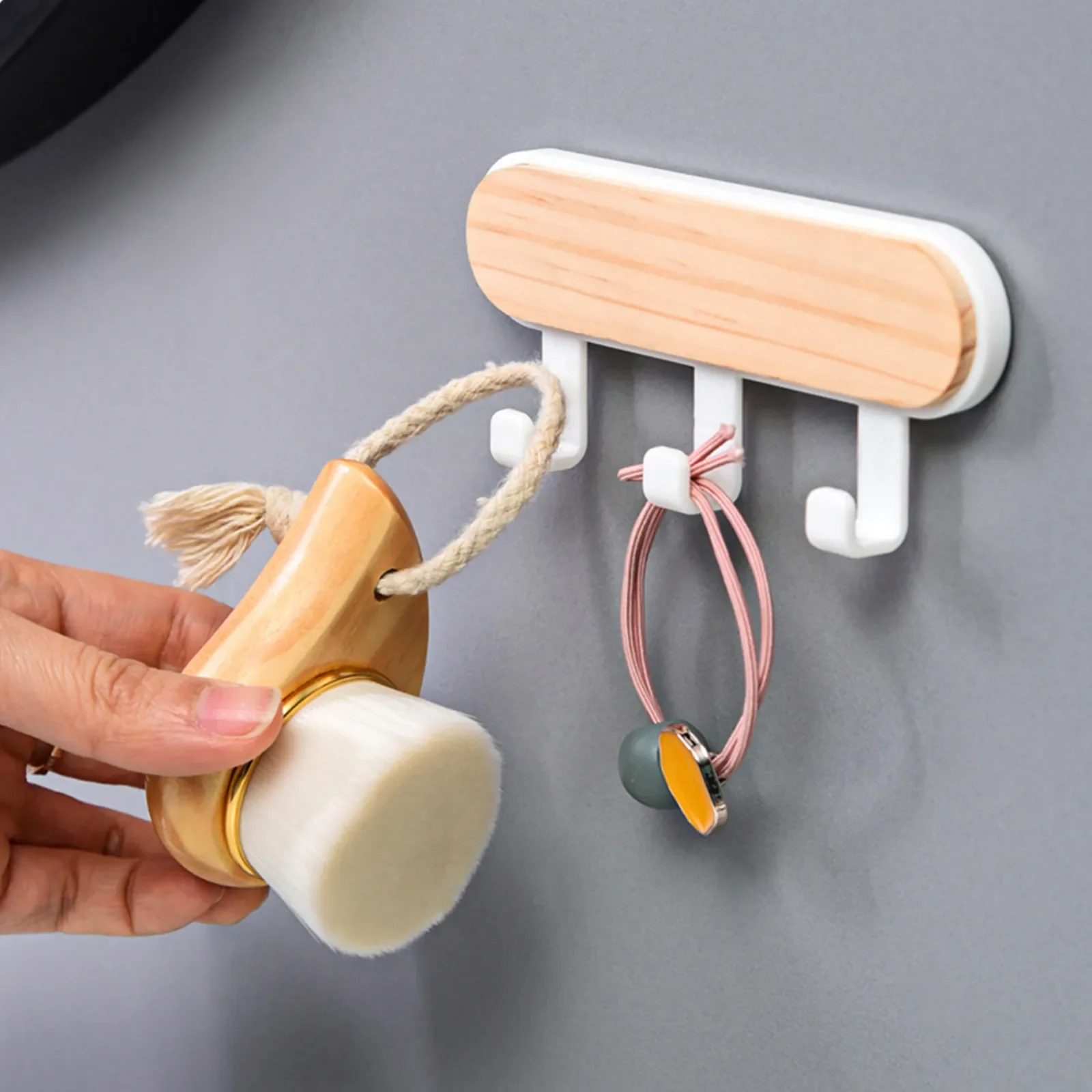 1 pz forte autoadesivo porta appendiabiti da parete ganci in legno ABS porta cappelli portachiavi organizzatore da parete cucina accessori per il bagno