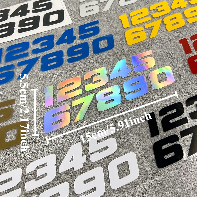 1 مجموعة رقم 1234567890 دراجة نارية ملصقات مقاوم للماء دراجة نارية خزان الوقود سكوتر كهربائي شارات الفينيل دائم محمول الديكورات