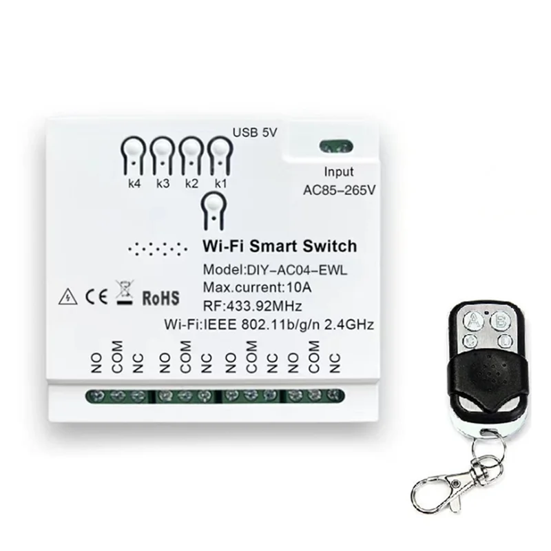 A73E-Ewelink Wifi+RF433 Smart Switch 85-265V Wifi Smartlife Home Automation Module Garage Door Curtain Motor Module
