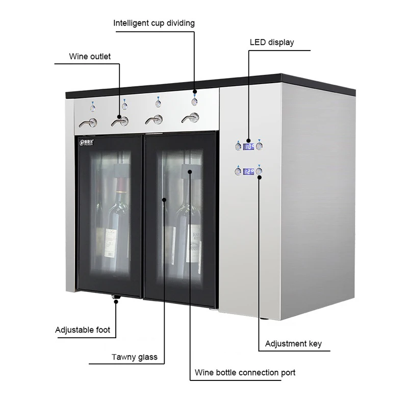 4 Bottles Red Wine Dispenser Machine Bar Wine Cooler