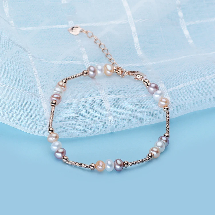 

Trendy Natural South Sea Real Pink Purple White Pearl Adjustable Bracelet Genuine Birthday Gift