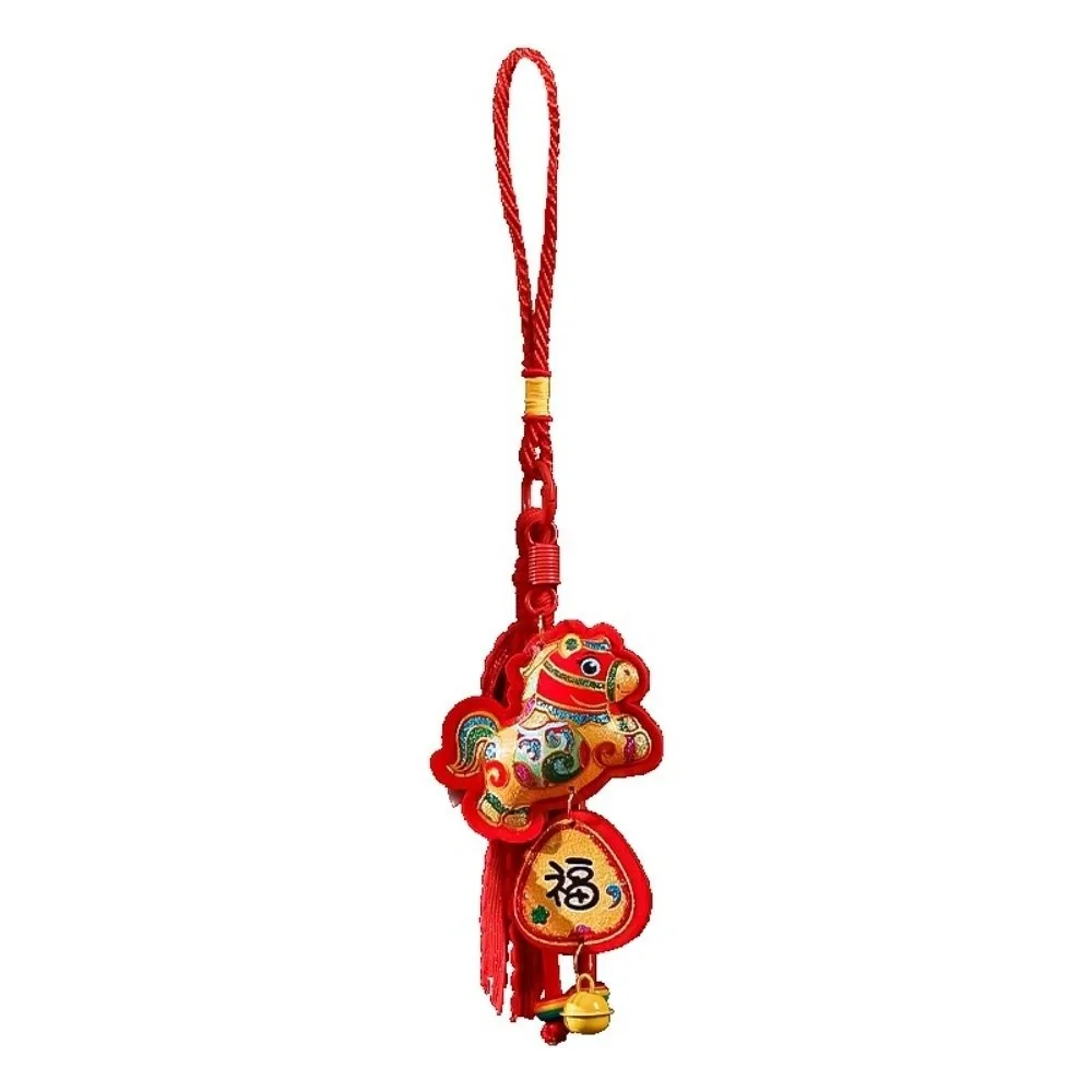 Gourd Chinese New Year Decoration Plush Ball Traditional Blessing Wind Chime Cartoon with Bells Wall Hanging Door Decor