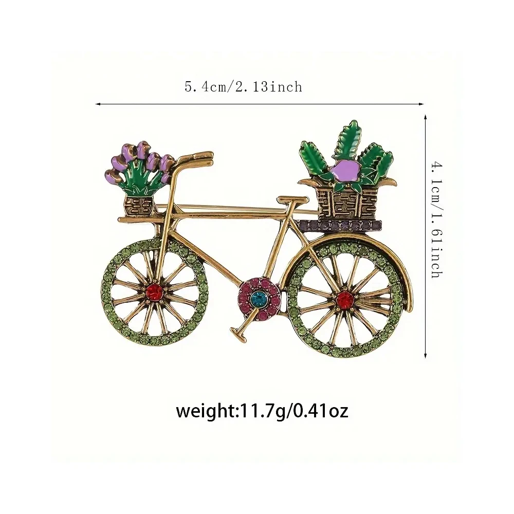 Creative Bicycles Shaped Brooch Colorful Full Rhinestones Cycle Bike Lapel Pin For Women Ladies Daily Clothing Decor Accessories