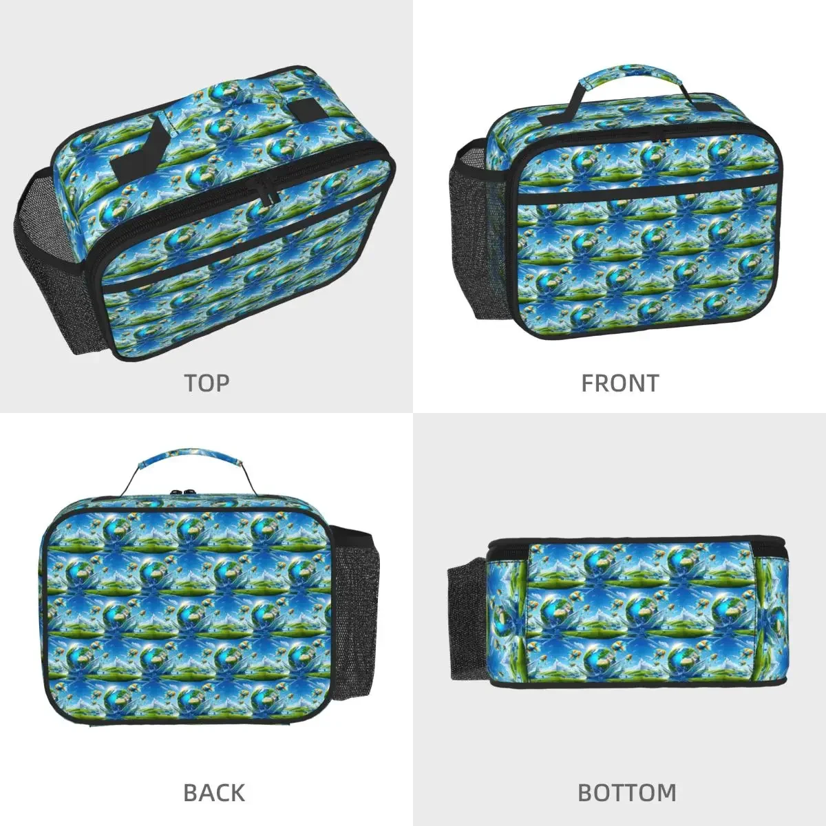 Frutiger Aero Earth Splash Insulated Lunch Bag for Women Children Leakproof Food Boxes Thermal Lunch Box Tote