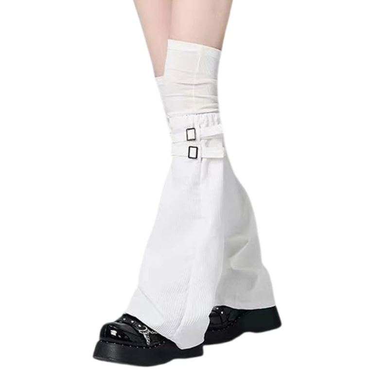 Harajuku Flared Leg Covers Buckled Fastener Leg Warmers Long Socks Streetwear