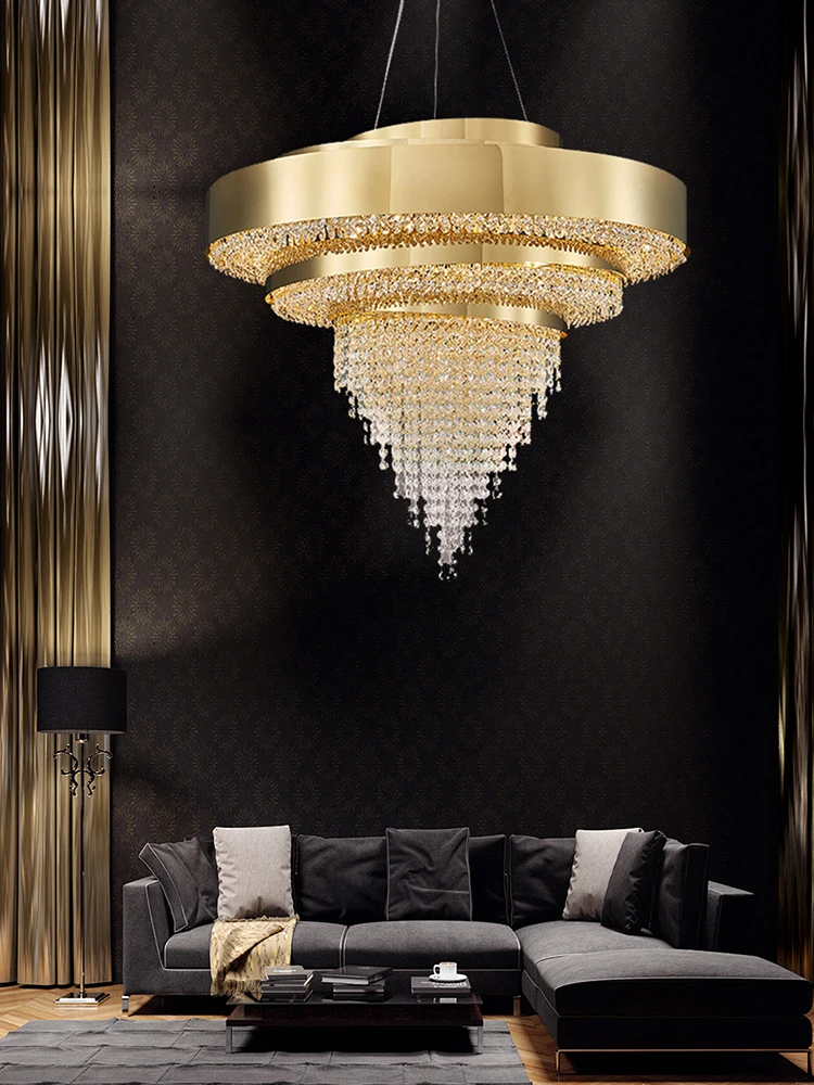 Living Room Ceiling Chandeliers Crystal Pendant Lamp Modern Design Luxury Lighting Fixtures Home Lustre Foyer Hanging Light Gold
