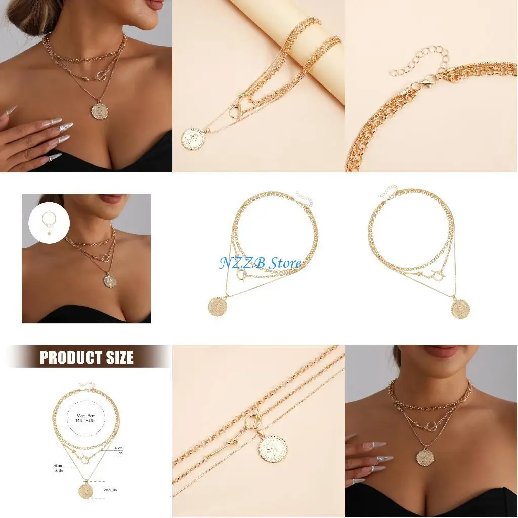 

T21F Antique Inspired Alloy Pendant Necklace Inspirational Portrait Charm Daily Wear