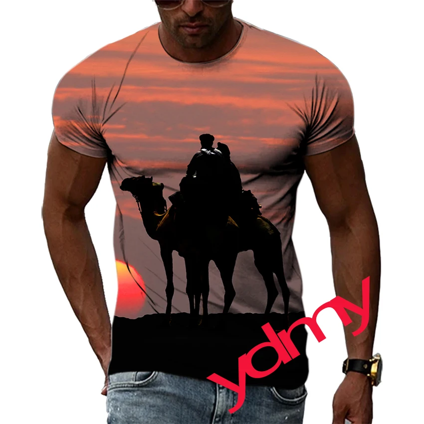 

New Summer Tide Camel Picture Men T-Shirts Casual 3D Print Tees Hip Hop Personality Round Neck Short Sleeve Quick-Dry Tops