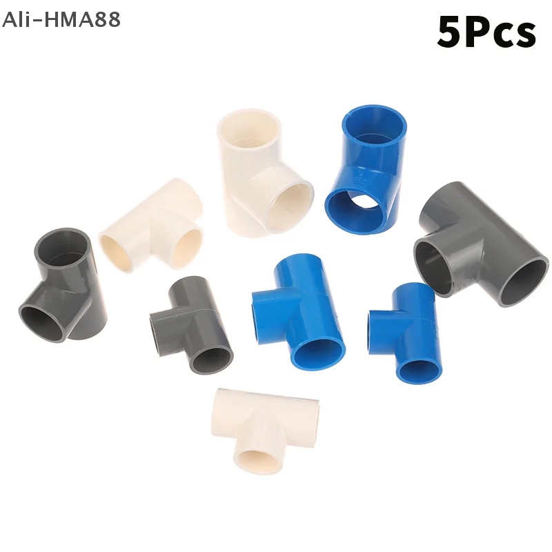 

5PCS 20/25/32mm Tee PVC Fitting 3 Way Connector T-shaped Home Garden Irrigation Aquarium Water Tube Fittings Joint Adapter