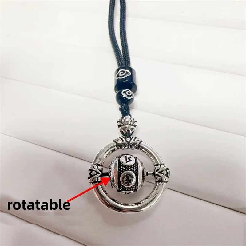 Vintage Relief Lotus Safety Buckle Pendant For Men Jewelry Blessing Om Mani Padme Hum Bead Male Choker Accessories