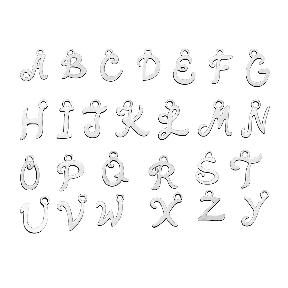 26Pcs English A-Z Stainless Steel Pendants Durable DIY Jewelry Making Charms for Necklace Bracelet Keychain Gifts