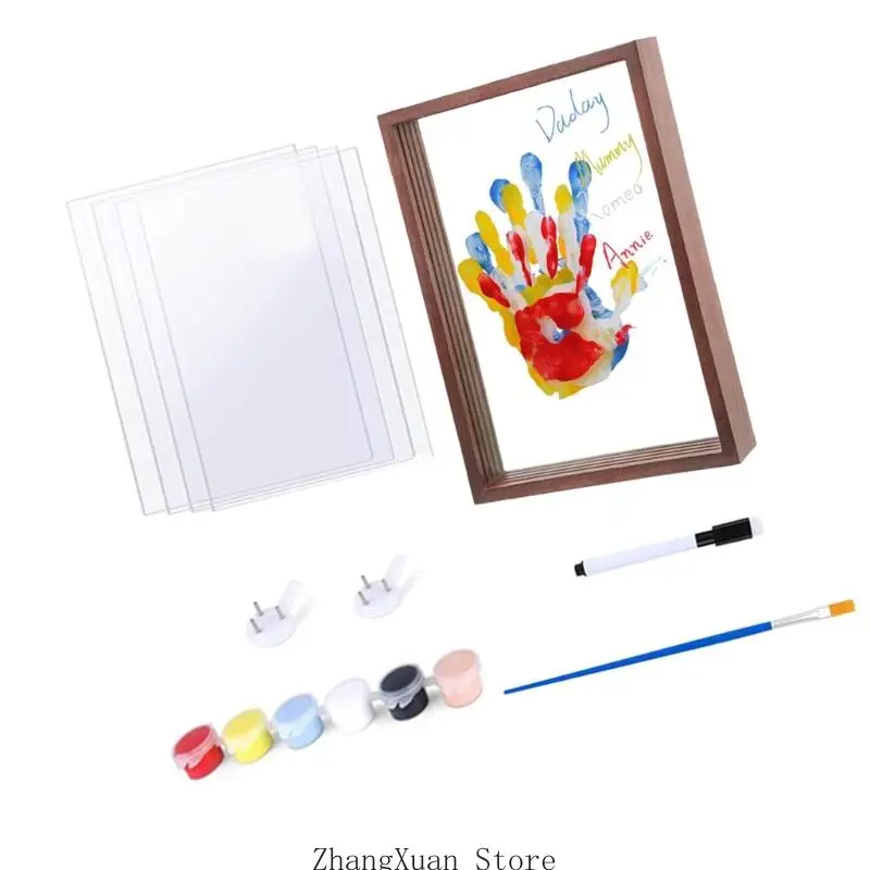 Künstlerisches DIY-Handabdruck-Set mit Holzrahmen, Andenken für Paare, Familien, Kinder, 3 x – Detail 8