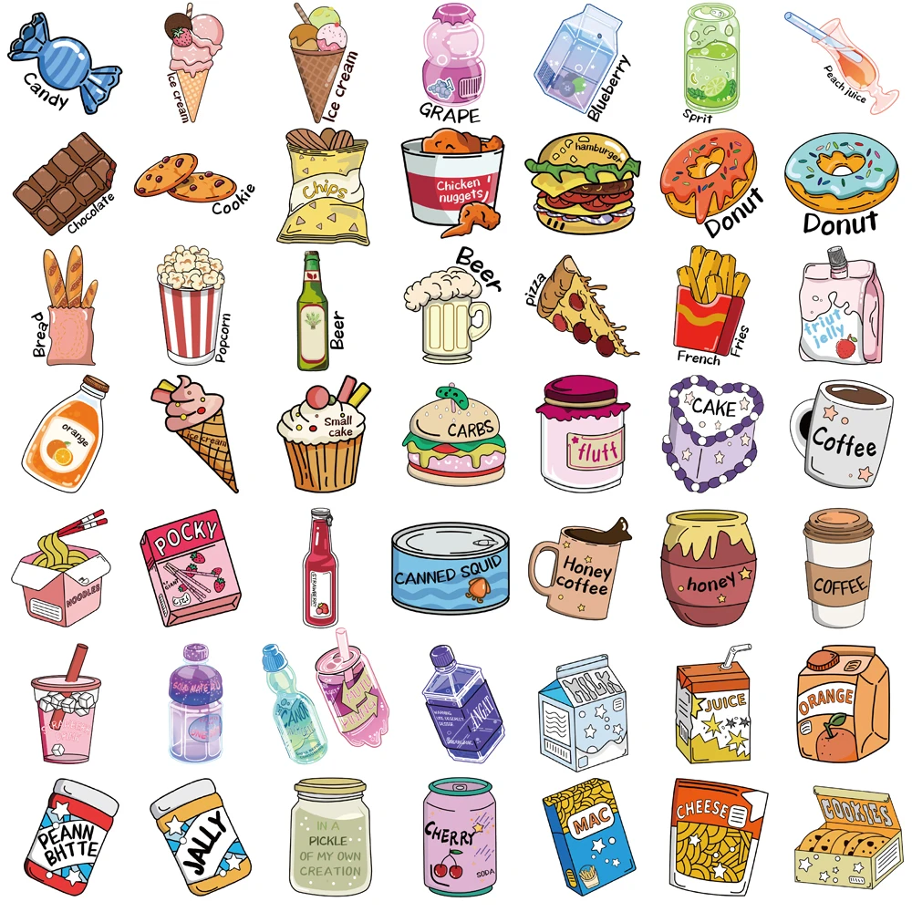 50 قطعة ملصقات نادي الوجبات الخفيفة الكرتون سكيت الأمتعة مقهى DIY بها بنفسك محمول الكلاسيكية سكرابوكينغ اللوازم المدرسية الكلاسيكية الكرتون مائي #6