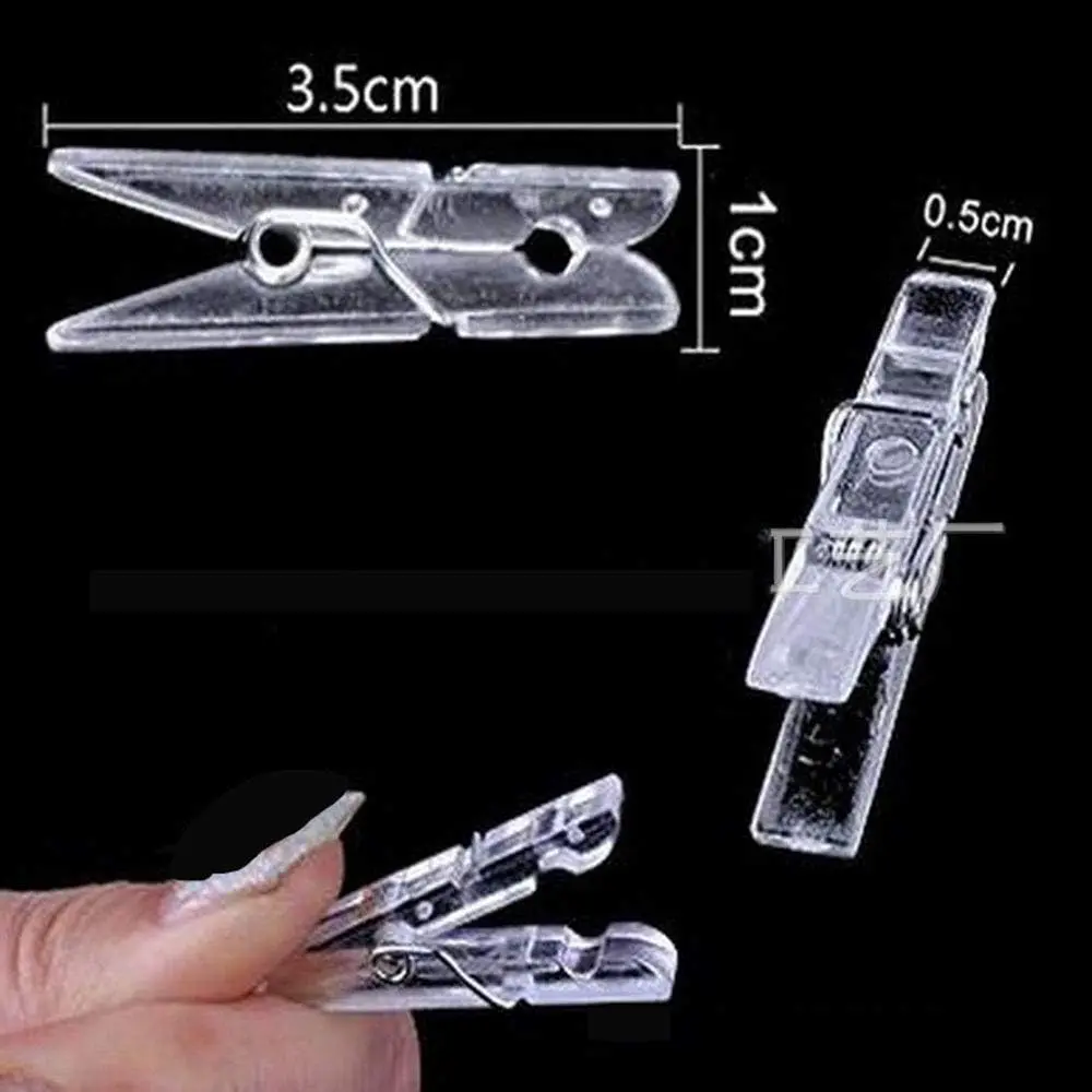 100 stks Mini Plastic Utility Paperclips, Wasknijpers, Mini Wasknijpers voor Foto, String Fairy Lights (Clear)