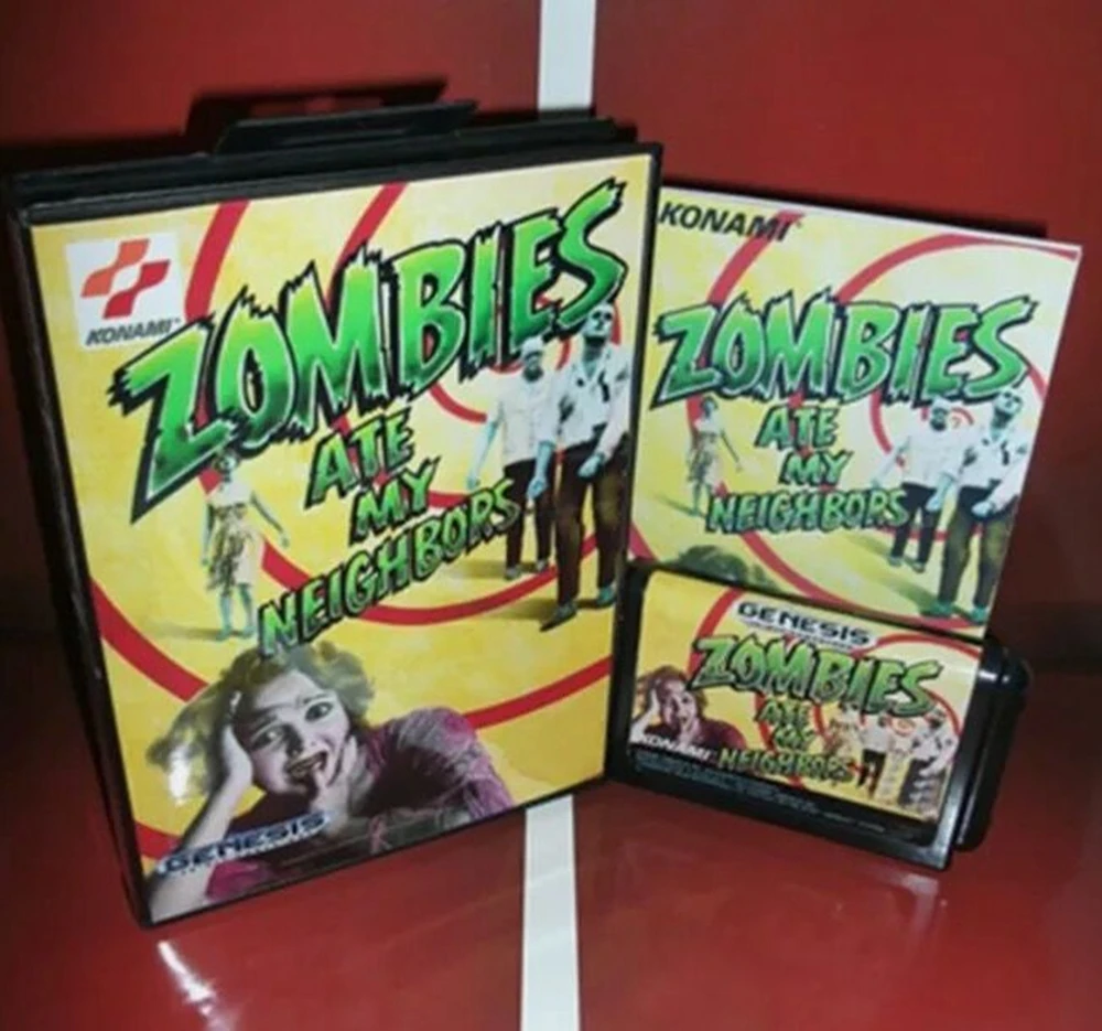 Hot Sale Zombies Ate My Neighbours With US Box And Manual Book 16Bit MD Game Card For Sega MegaDrive Genesis Consoles