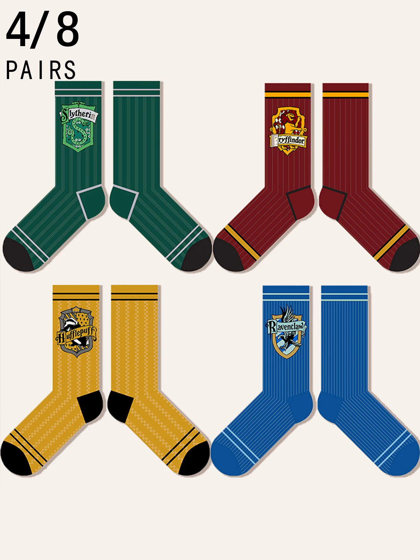 

4/8 Pairs of new Japanese style Harry Potter Cartoon pattern Cute and sweet Women's Mid-Calf socks