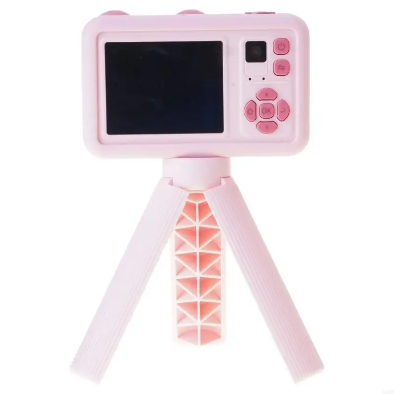  Pink Bear Kids Camera Toy Adjustable Stand Double Lens Photography Creative Gift