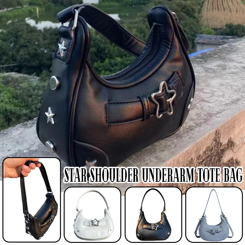 Casual estrela bolsa de ombro axilas sacola senhora sacos de couro zip bolsa novo vintage premium bolsa de ombro ao ar livre diariamente