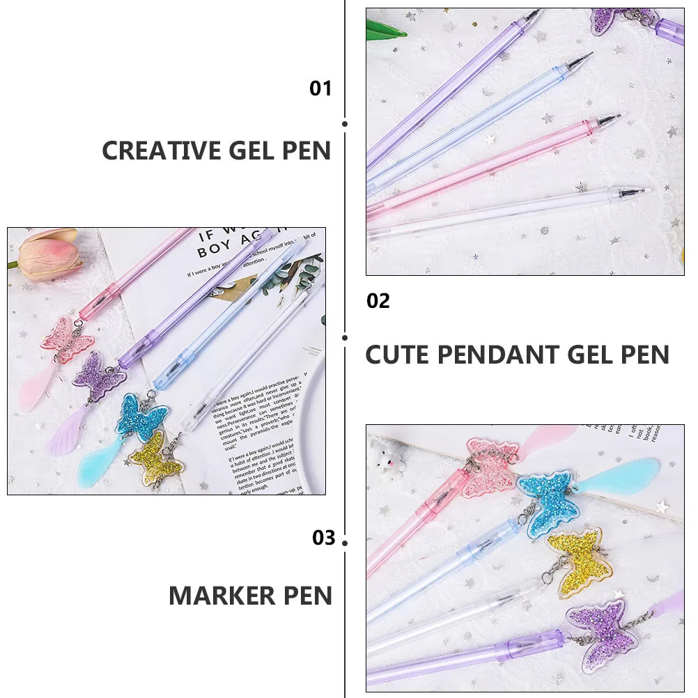 

Butterfly Pendant Girly Pens for Women Flower Gel Signature Aesthetic Cute School Supplies Girls Kawaii Cartoon Fancy