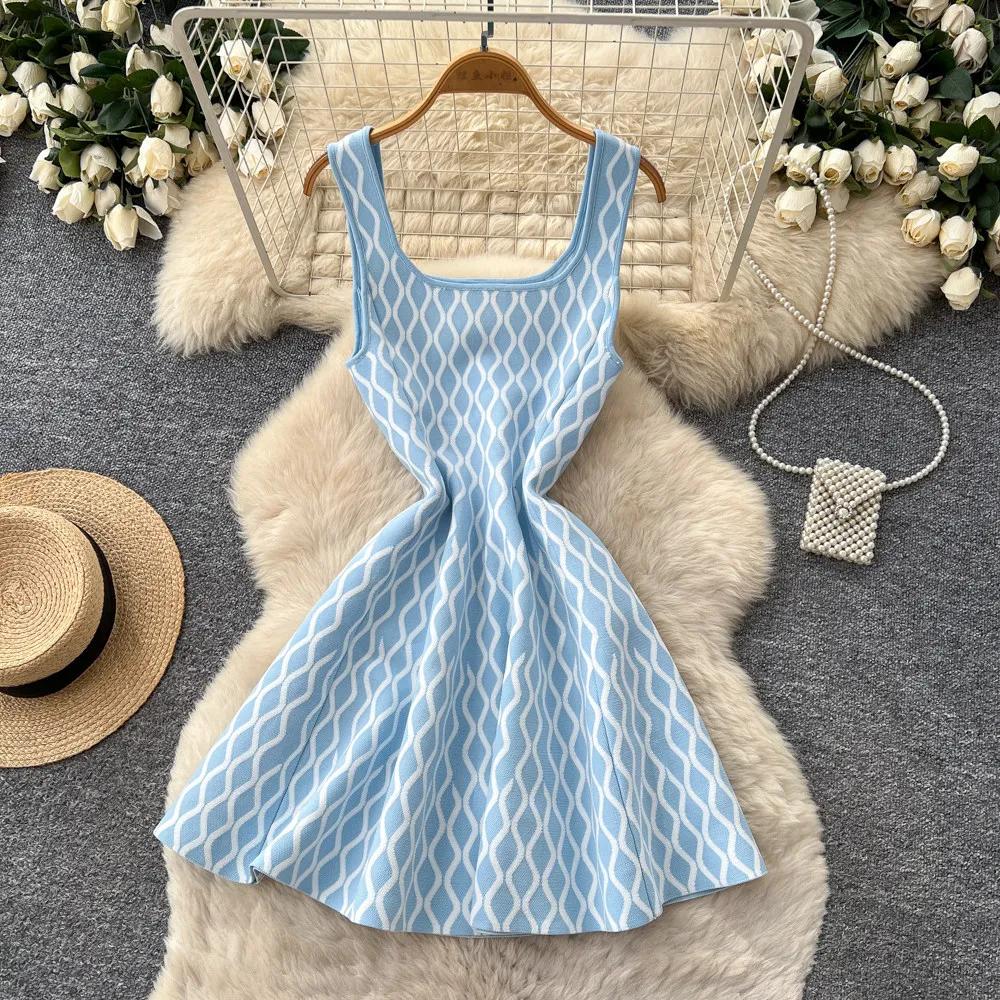 Dress Women Short Dresses Sexy A Line Vestidos Y2k Streetwear Sleeveless Tight Waist Print Elegant Splice Party Night Work 2026