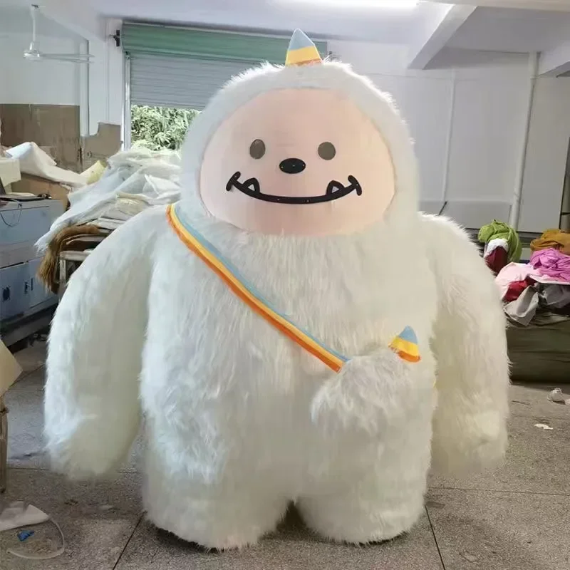 Inflatable Snow Monster Mascot Costume for Entertainment Adult Funny Character Blow Up Suit Cosplay Fancy Dress Mascot Costume