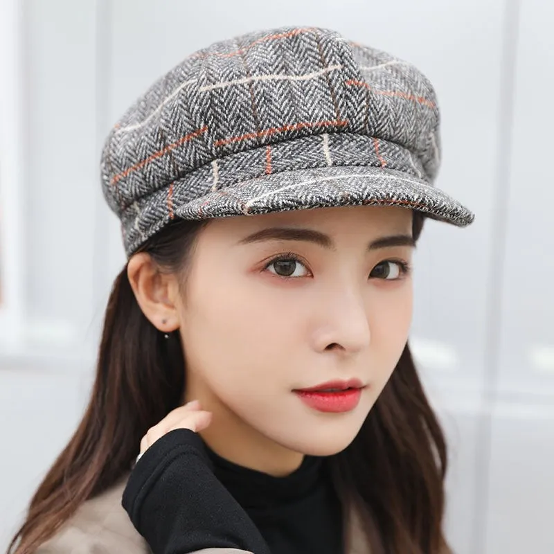 Beret Hat for Women Winter Octagonal Hats for Women Retro Solid Color Velvet Newsboy Cap Female Keep Warm Gorro New Bucket Hat