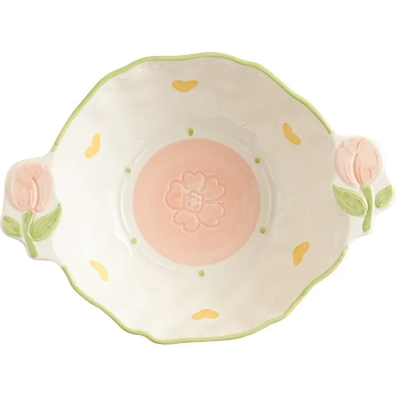 Binaural noodle  household ceramic soup soup basin high value fruit salad  large bowl instant noodle