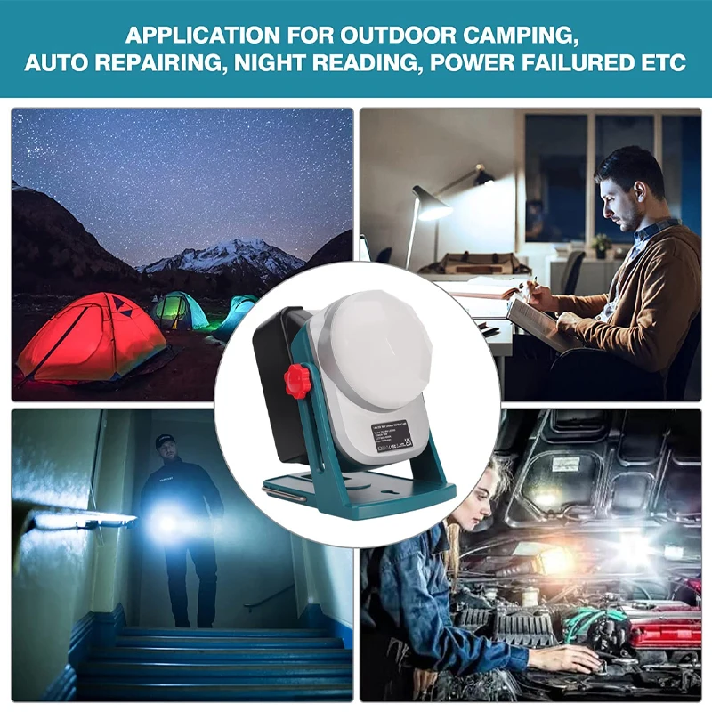 Imagem -05 - Led Lanterna Luz de Trabalho para Makita 18v Bateria de Lítio Bl1830 Bl1850 Portátil Lanterna Jobsite Luz Iluminação Emergência 1600lm