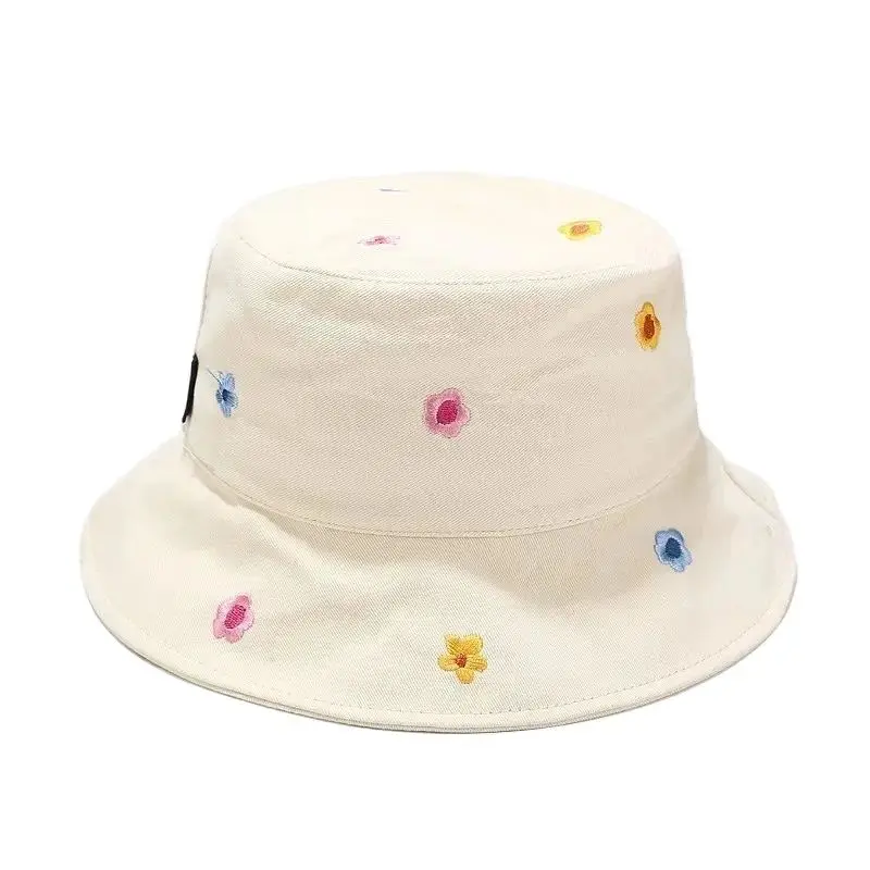 2024 Four Seasons Cotton flower embroidery Bucket Hat Fisherman Hat outdoor travel Cap for Men and Women