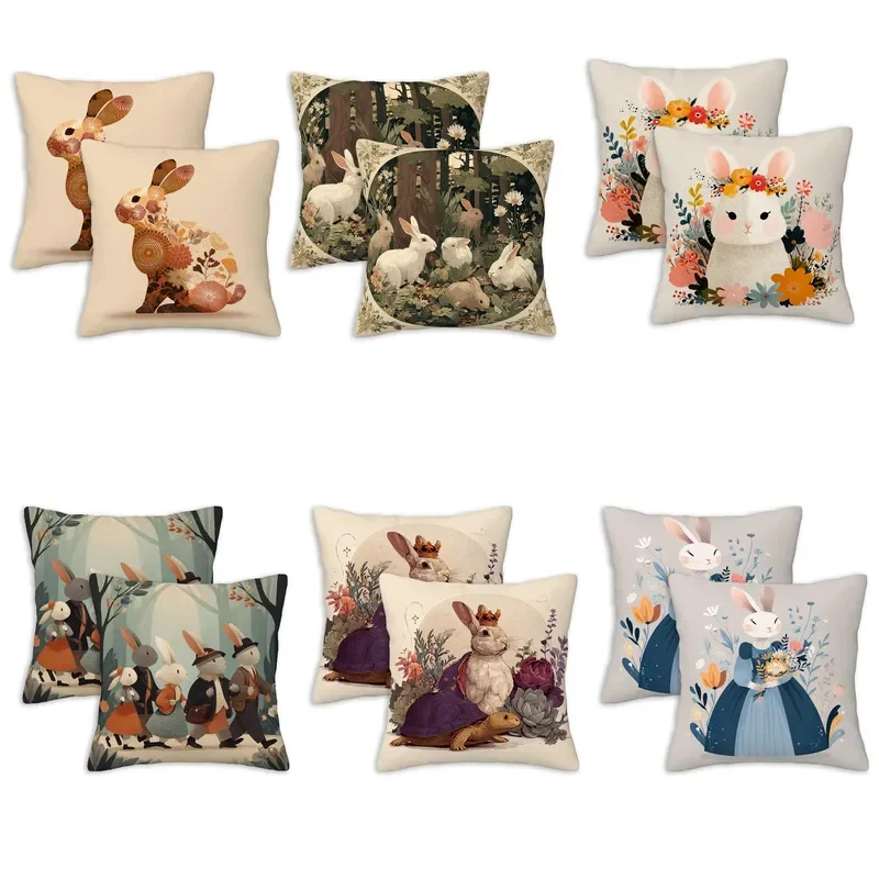 Cross-border 3D three-dimensional printing Easter pillow cover short plush living room sofa decorative cushion farmhouse