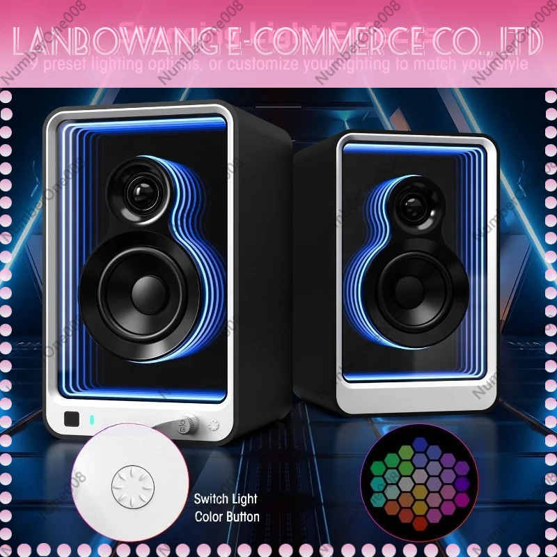 Bluetooth Studio Monitor Speaker HIFI Sound Quality RGB LED Light Computer TV Audio Speaker