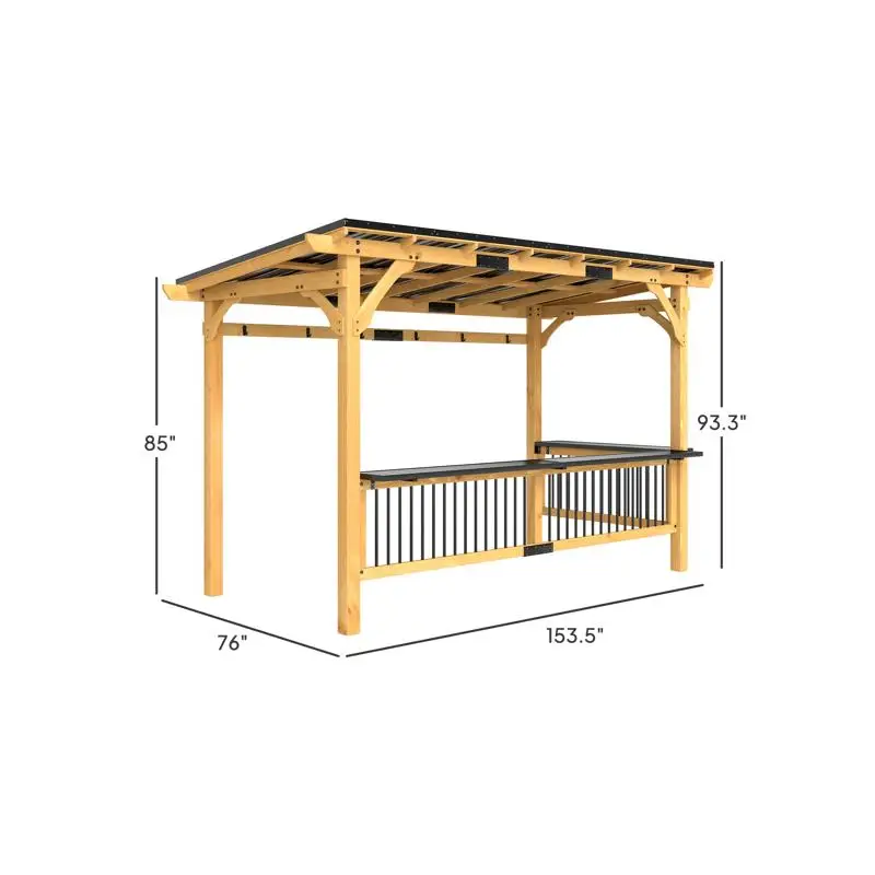 مظلة شواء شواء خشبية، مأوى للطهي في الهواء الطلق، مقاومة للماء والأشعة فوق البنفسجية، مثالية لحفلات الشواء في الفناء الخلفي