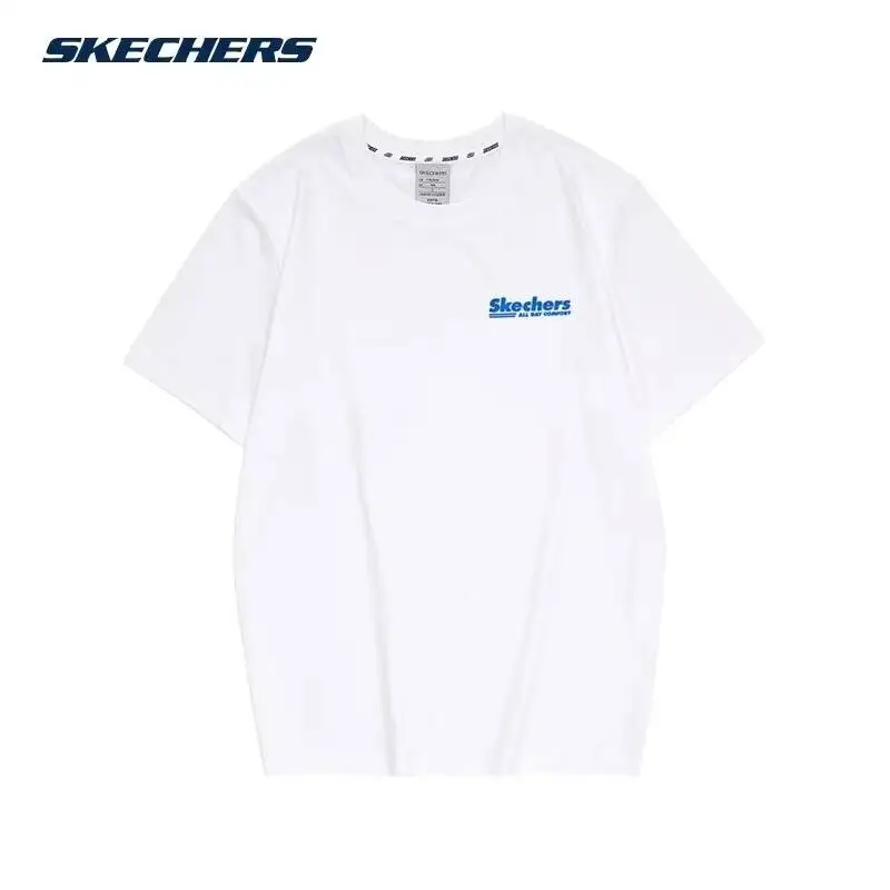 

Мужская футболка Skechers с коротким рукавом, с логотипом на груди, повседневная, из хлопка, ярко-белая, FHL223U057A-0019, последняя модель