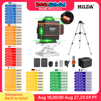 HILDA Laser Level 16 Lines 4D cross line 1/2 battery Green laser level self-leveling level laser horizon vertical measure