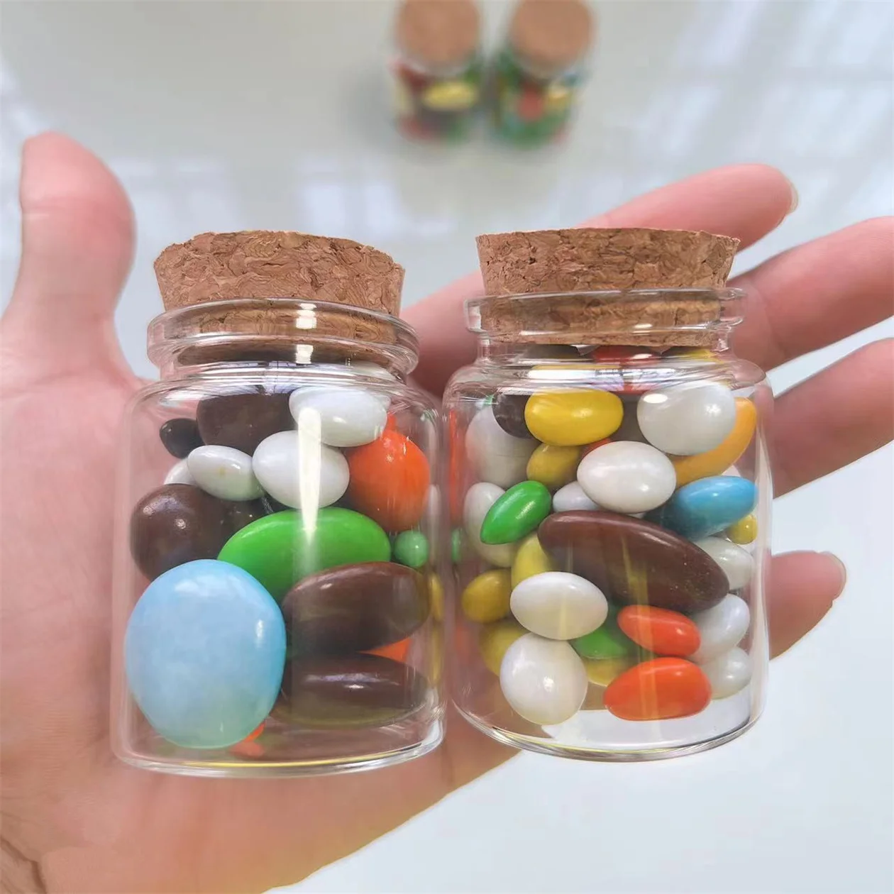 Sealed glass cork bottle 6 Pcs 33*47*60mm 60ml Glass Jars Stopper Jar Bottle Containers Glass Jars Vials DIY Craft