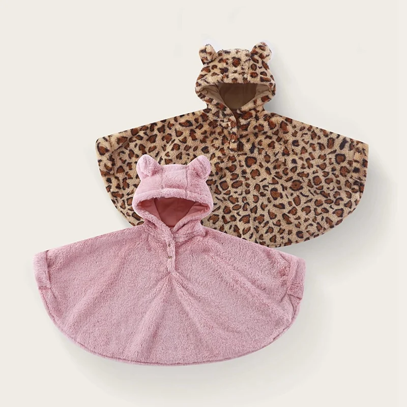 

Children Baby Girls Cute Hooded Fleece Plush Cape Cloak Coat – Toddler Kids Warm Shawl Poncho, Winter Outdoor & Party Outfit